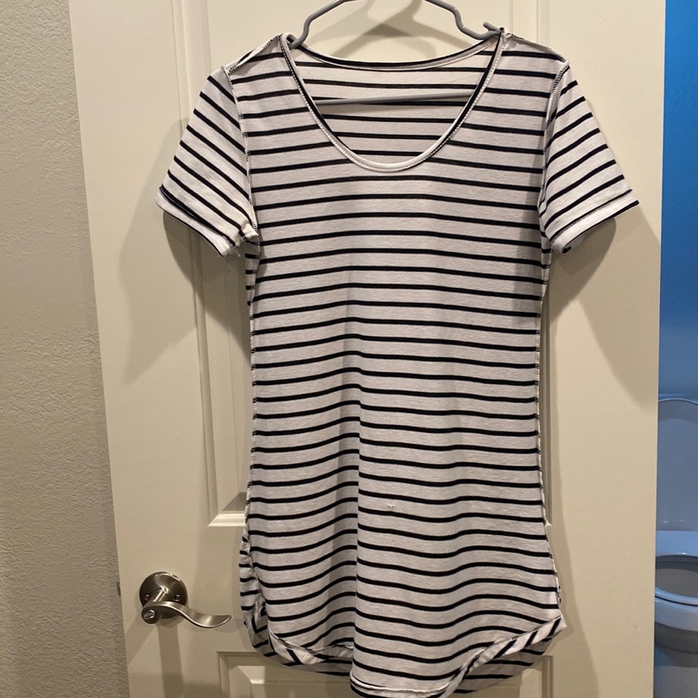 Black and white striped dress